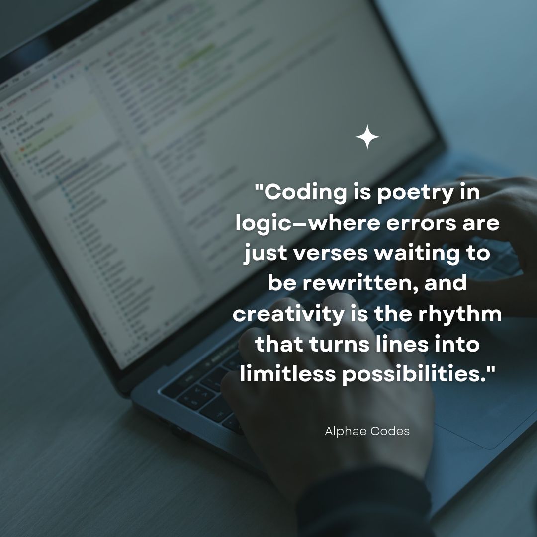 alphaecodes's tweet image. Every bug is a lesson, every line of code is a masterpiece in progress. Keep creating, keep coding, keep pushing boundaries. 🚀✨
#AlphaeCodes #CodingCreativity #DevLife #WebDesign #TechInspiration #CodePoetry #KeepBuilding #InnovationThroughCode