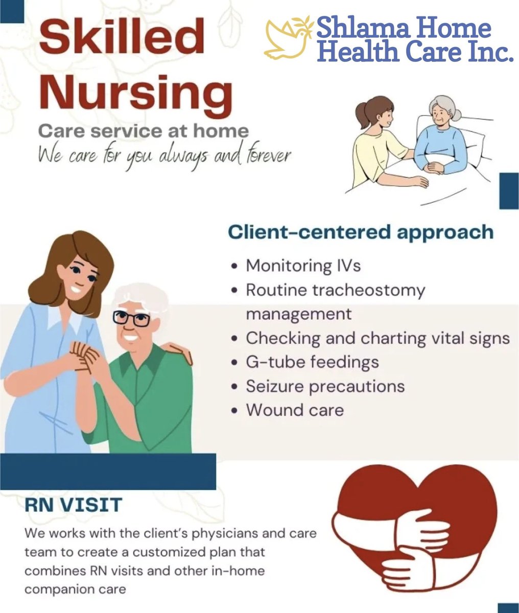 ShlamaHHC's tweet photo. #Skillednursing in #homehealthcare is a type of in-home medical care that helps patients maintain or improve their health. 

It can include services like:
#Physicalassessments #Woundcare #Dressingchanges #Medicationmanagement 
#Chronicdiseasemanagement 

https://t.co/QbDnUuIfVq https://t.co/lh3eZt9Idt