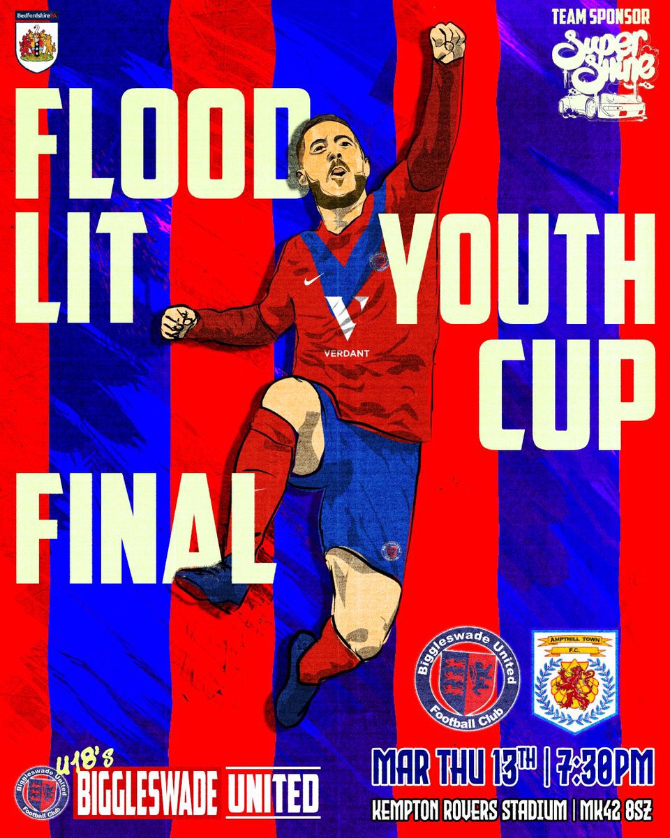 Biggleswadeutd's tweet photo. 🏆𝐅𝐋𝐎𝐎𝐃𝐋𝐈𝐓 𝐘𝐎𝐔𝐓𝐇 𝐂𝐔𝐏 𝐅𝐈𝐍𝐀𝐋🏆

Come support the next generation of the #oneclub family!

⚽️ Next Thursday 
🗓 13th March 
🏃‍♂️ vs @ampthillfc 
⏰ 7:30 KO
🏟 Kempston Rovers Stadium (MK42 8SZ)

#upthecommoners #biggleswadeunitedyouth https://t.co/PCSwgJUsb4