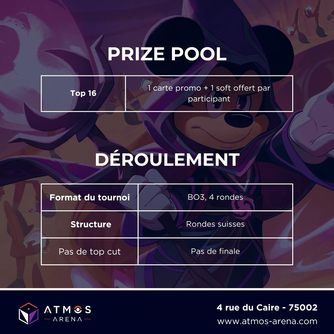 Atmos_Arena's tweet image. 📢 Tournoi Lorcana chez Atmos Arena ! 🎉

AP Set 7 L’Île d’Archazia 🌊🏝 (scellé)
🃏 6 boosters + 40 min de deckbuilding
🎮 4 rondes suisses BO3
🏆 1 soft + 1 carte promo par personne

💰 PAF : 35€ | 📆 11/03 | 16 places

#lorcana #lorcanatournoi #lorcanafr #lorcanatcg