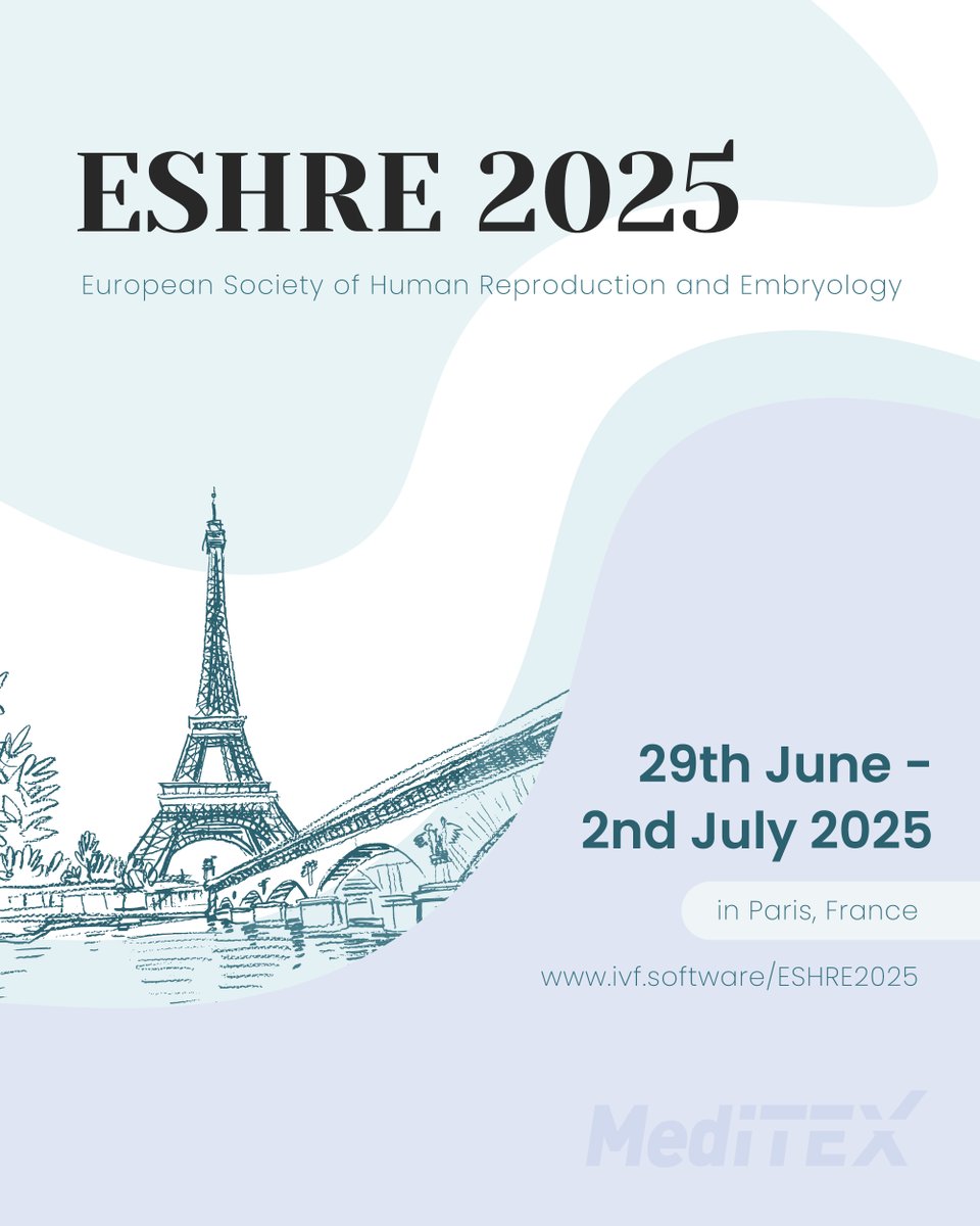 meditex_de's tweet image. The countdown is on for #ESHRE2025! And we’re bringing innovation, exclusive features, and must-have merchandise. Join us as we showcase how our #IVFsoftware is supporting #fertility clinics worldwide.  📈 #ESHRE

📍 Paris 🇫🇷
📆 June 29 – July 2, 2025
🌐 ivf.software/ESHRE2025