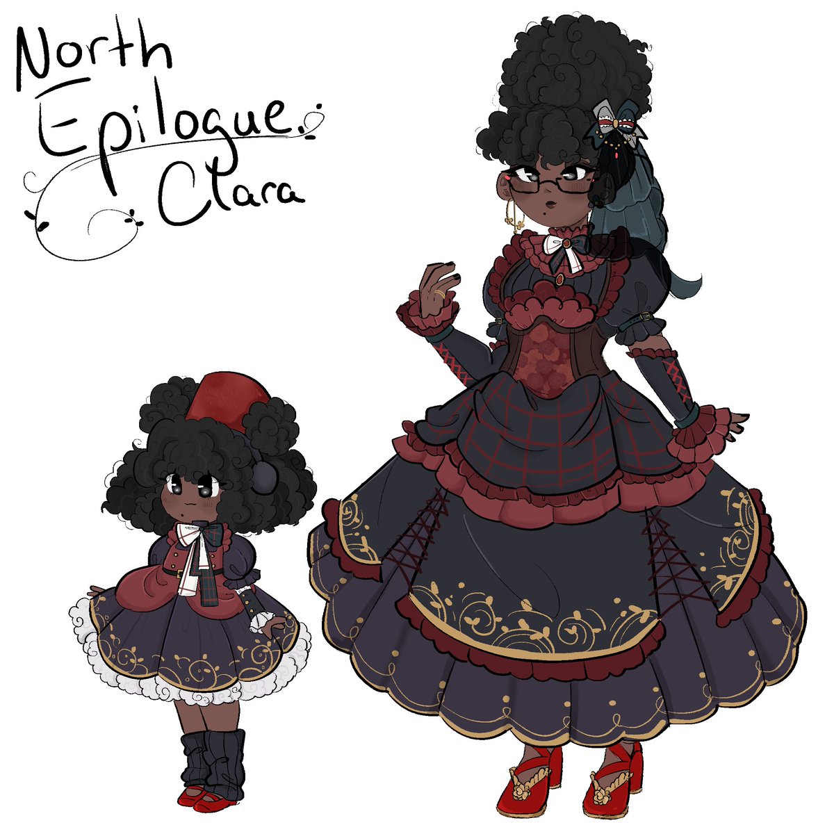 [ yume oc ]

I FINISH, i was pretty excited for this one i won`t lie but finish North Clara Epilogue design, she has both a kid and adult design as theirs times the twins turn her(or she turns herself, in later chapters) into a kid for funsies!