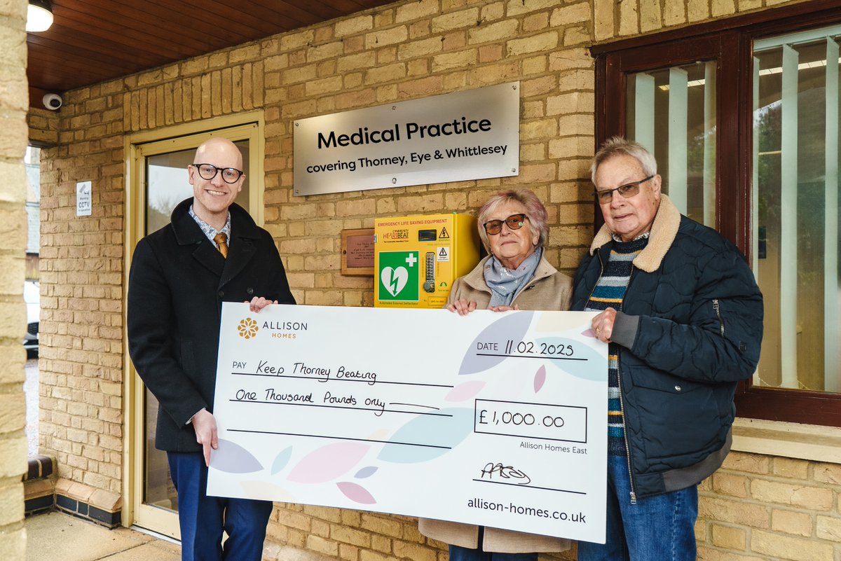 Our East region donated £1,000 to Keep Thorney Beating charity to support the upkeep of the village defibrillator - an essential, life-saving device. 
Our donation will help maintain it and fund vital training sessions to ensure residents know how to use it in an emergency.