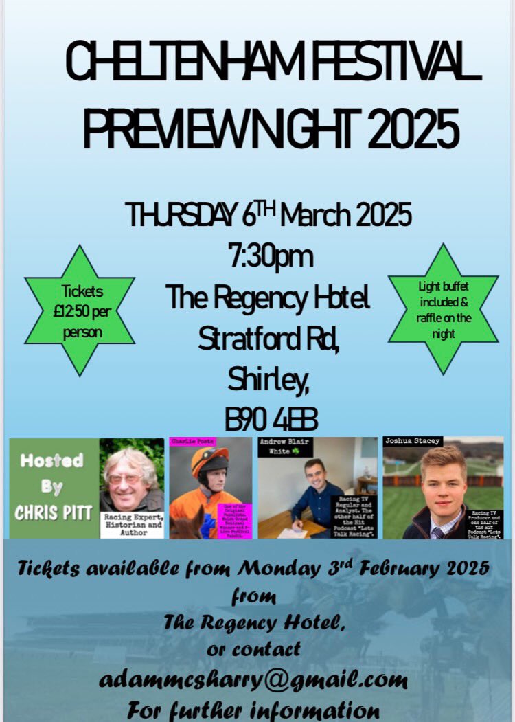 For anyone in the Birmingham area tomorrow night! Tickets available on the door 🏇