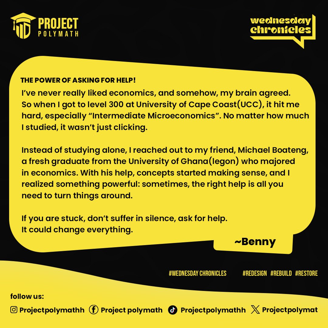 project_polymat's tweet photo. 🎙️ 𝑾𝑬𝑫𝑵𝑬𝑺𝑫𝑨𝒀 𝑪𝑯𝑹𝑶𝑵𝑰𝑪𝑳𝑬𝑺: 𝑻𝒉𝒆 𝑷𝒐𝒘𝒆𝒓 𝒐𝒇 𝑨𝒔𝒌𝒊𝒏𝒈 𝒇𝒐𝒓 𝑯𝒆𝒍𝒑! 
𝑆𝑡𝑟𝑢𝑔𝑔𝑙𝑒𝑠 𝑖𝑛 𝑎𝑐𝑎𝑑𝑒𝑚𝑖𝑐𝑠 𝑎𝑟𝑒 𝑟𝑒𝑎𝑙, 𝑏𝑢𝑡 𝑡ℎ𝑒 𝑟𝑖𝑔ℎ𝑡 ℎ𝑒𝑙𝑝 𝑐𝑎𝑛 𝑚𝑎𝑘𝑒 𝑎𝑙𝑙 𝑡ℎ𝑒 𝑑𝑖𝑓𝑓𝑒𝑟𝑒𝑛𝑐𝑒. 🎯

#Askforhelp https://t.co/lpdchiAqCg