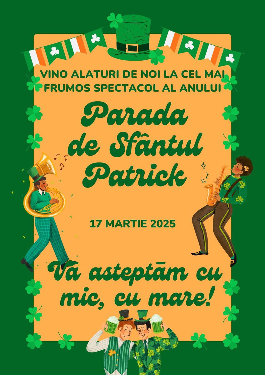 🇮🇪🎉Join us for the St. Patrick’s Parade on March 17! The Romanian Community in Cork will march alongside Polish and Ukrainian groups.
👕Wear a traditional Romanian blouse (ie) &amp; bring a tricolor flag! 
📩 Sign up via email- details coming soon! #stPatricksDay2025  #Cork