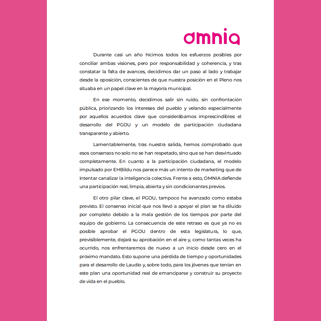 iniciativaomnia's tweet photo. RUEDA DE PRENSA 
OMNIA acuerda unos Presupuestos para Laudio después de conseguir incluir partidas que benefician a los vecinos y vecinas. https://t.co/WvthOt5ILS