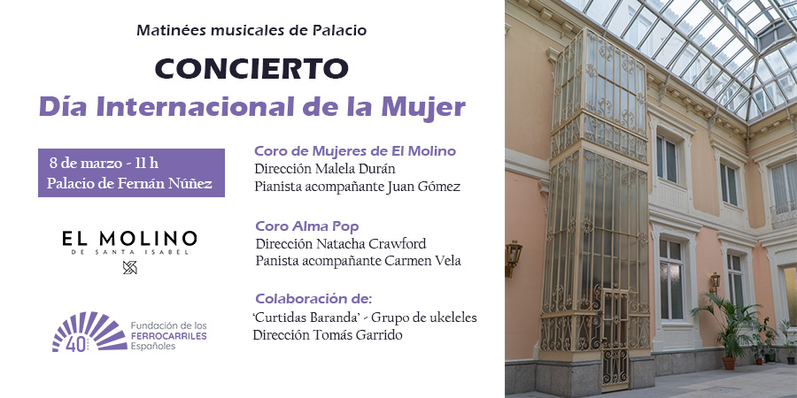 🎹Concierto por el #DíaInternacionaldelaMujer

Este fin de semana seguimos con el ciclo de las Matinées musicales de Palacio🎵🎶 <a href="/molinodeartes/">El Molino de Santa Isabel</a> 

🗓️Sábado 8 de marzo
🕐11 h
📍Palacio de Fernán Núñez

(Entrada libre hasta llenar aforo)