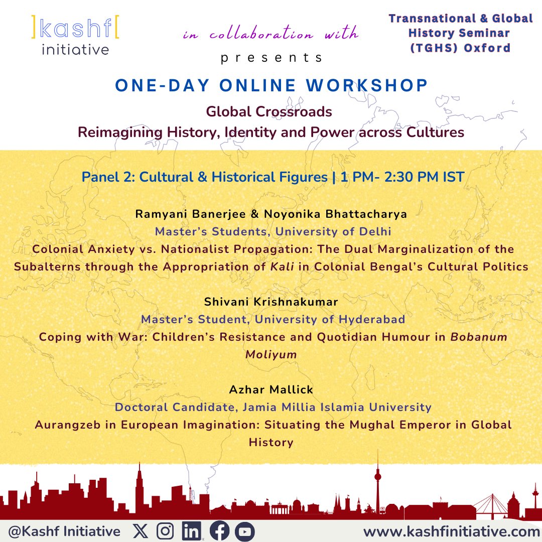 KashfInitiative's tweet photo. ๐ข Announcing the Kashf InitiativeโTGHS Collaborative Workshop!
๐ Date: March 29, 2025
๐ฅ Time: 10:30 AM IST | Online
๐ Register to attend: https://t.co/e8xnWRmtZr
#KashfInitiative #TGHS #GlobalHistory #TransnationalHistory #AcademicWorkshop #HistoryMatters https://t.co/qiyGoPy7bJ