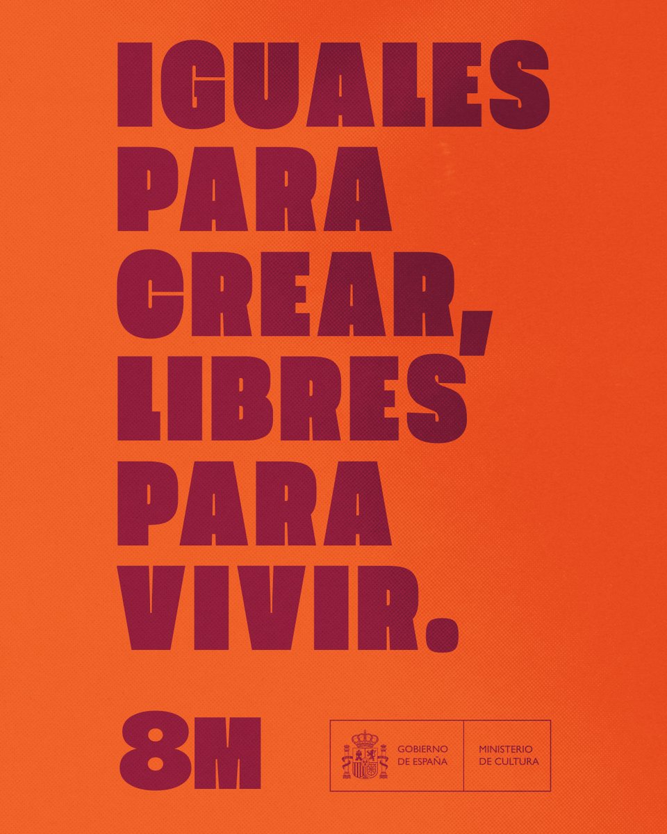 📢 Iguales para crear, libres para vivir

🟣 El Ministerio de Cultura, a través de sus distintas unidades, celebra el #8M con programas de actividades que abarcan ámbitos como los museos, la danza, la literatura o el audiovisual