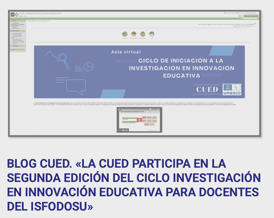 cued_'s tweet photo. @cued_ @EducacionUNED desarrollan 2ª ed.Ciclo de Investigación en Innovación Educativa para docentes ISFODOSU, RepDominicana, gracias a @EspacioOEI  
#InnovaciónEducativa #InvestigaciónEducativa #FormaciónDocente #CUED #MiembrosCUED #blogCUED #CátedraUNESCOdeEducaciónaDistancia https://t.co/aWF87jMXih
