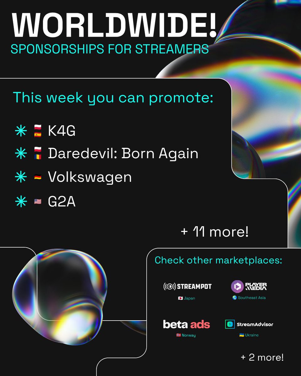 Supercharged sponsorships are here! 🚀 

Get your hands on gaming discounts, dive into a thrilling new saga, or hit the road with style 🚐 With global partners from Japan, Singapore, Norway, and Ukraine, the possibilities keep growing!

<a href="/k4g_com/">K4G.com</a> <a href="/Daredevil/">Daredevil</a> <a href="/volkswagen/">Volkswagen News</a> <a href="/G2A_com/">G2A.COM</a>