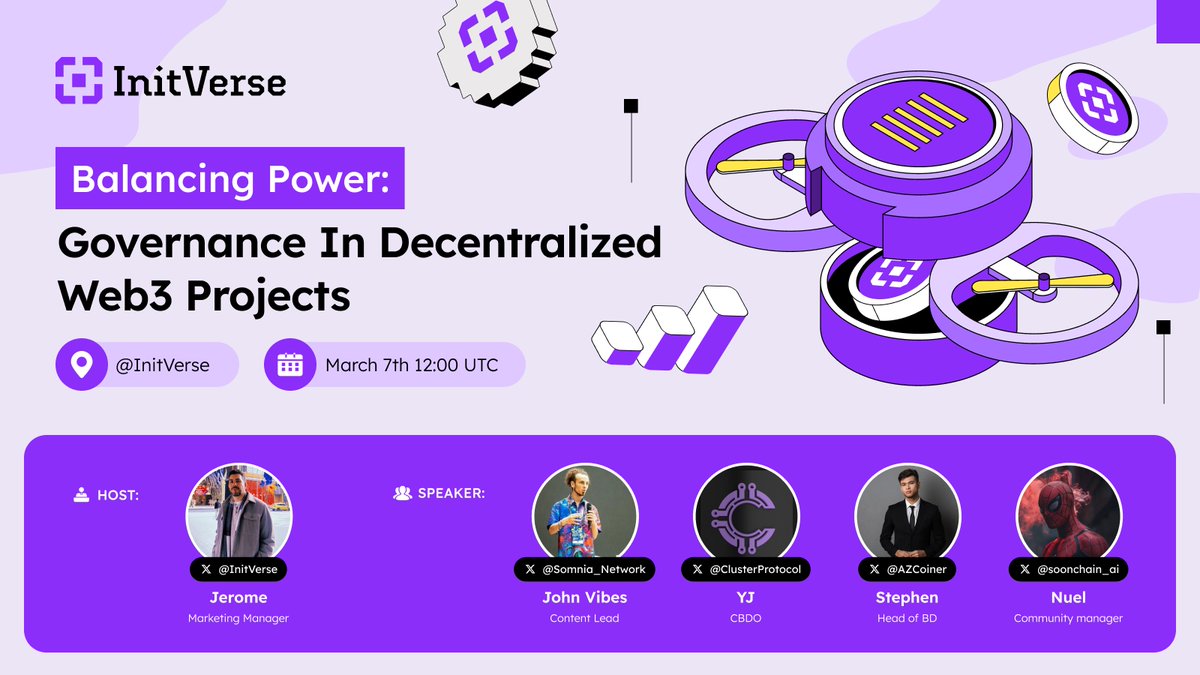 🔹 Join the Conversation! 🔹 
 Who truly holds the power in decentralized governance? 🤔 
 Join us for an exclusive AMA where industry experts will discuss governance in Web3 and how to balance power in decentralized projects.  
🎙️ Host: 
🔹 <a href="/InitVerse/">InitVerse</a> – Jerome (Marketing