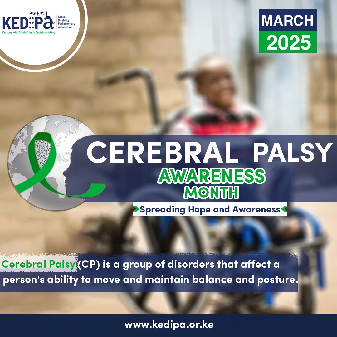 KENYA DISABILITY PARLIAMENTARY ASSOCIATION(KEDIPA) (@kkedipa) on Twitter photo MARCH IS CEREBRAL PALSY AWARENESS MONTH!
With 1 in 345 children diagnosed with Cerebral Palsy, we call on you to raise awareness and advocate for a more inclusive world.
#CerebralPlasyAwarenessMonth MARCH IS CEREBRAL PALSY AWARENESS MONTH!
With 1 in 345 children diagnosed with Cerebral Palsy, we call on you to raise awareness and advocate for a more inclusive world.
#CerebralPlasyAwarenessMonth