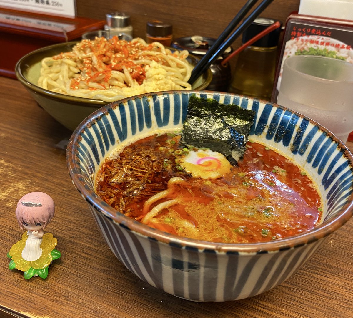 夜ラー来ました🙋‍♀️
☆辛絞りカラメ🌶
暖かい麺🍜あつもり✌️
#川崎 #つけ麺