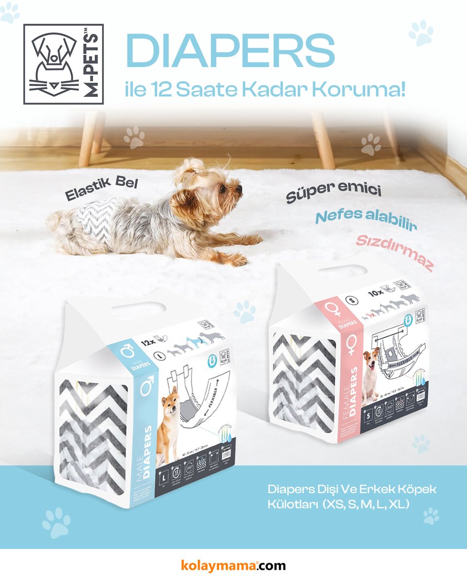M-PETS tek kullanımlık bezler, köpeğinizin idrar tutamama, heyecanlı idrara çıkma, dişi köpeklerin özel günleri için ve de erkek köpeklerdeki bölge işaretleme sorunlarını yönetmek için mükemmel bir çözümdür.

Nefes alabilir 🍃
Elastik bel🤸🏻‍♀️
Süper emici 💦

kolaymama.com/m-pet?sort=3
