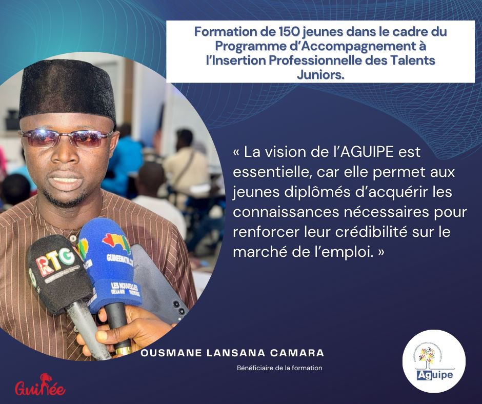 AGUIPE-GN Officiel (@aguipe_gn) on Twitter photo 🔹 Formation, mentorat, opportunités… L’AGUIPE s’engage pour l’avenir des jeunes talents !
Pour bénéficier de toutes nos opportunités inscrivez-vous 👉👉aguipe.gov.gn
 #AGUIPE  #formationde150jeunes #TalentsJuniors #InsertionProfessionnelle 🔹 Formation, mentorat, opportunités… L’AGUIPE s’engage pour l’avenir des jeunes talents !
Pour bénéficier de toutes nos opportunités inscrivez-vous 👉👉aguipe.gov.gn
 #AGUIPE  #formationde150jeunes #TalentsJuniors #InsertionProfessionnelle