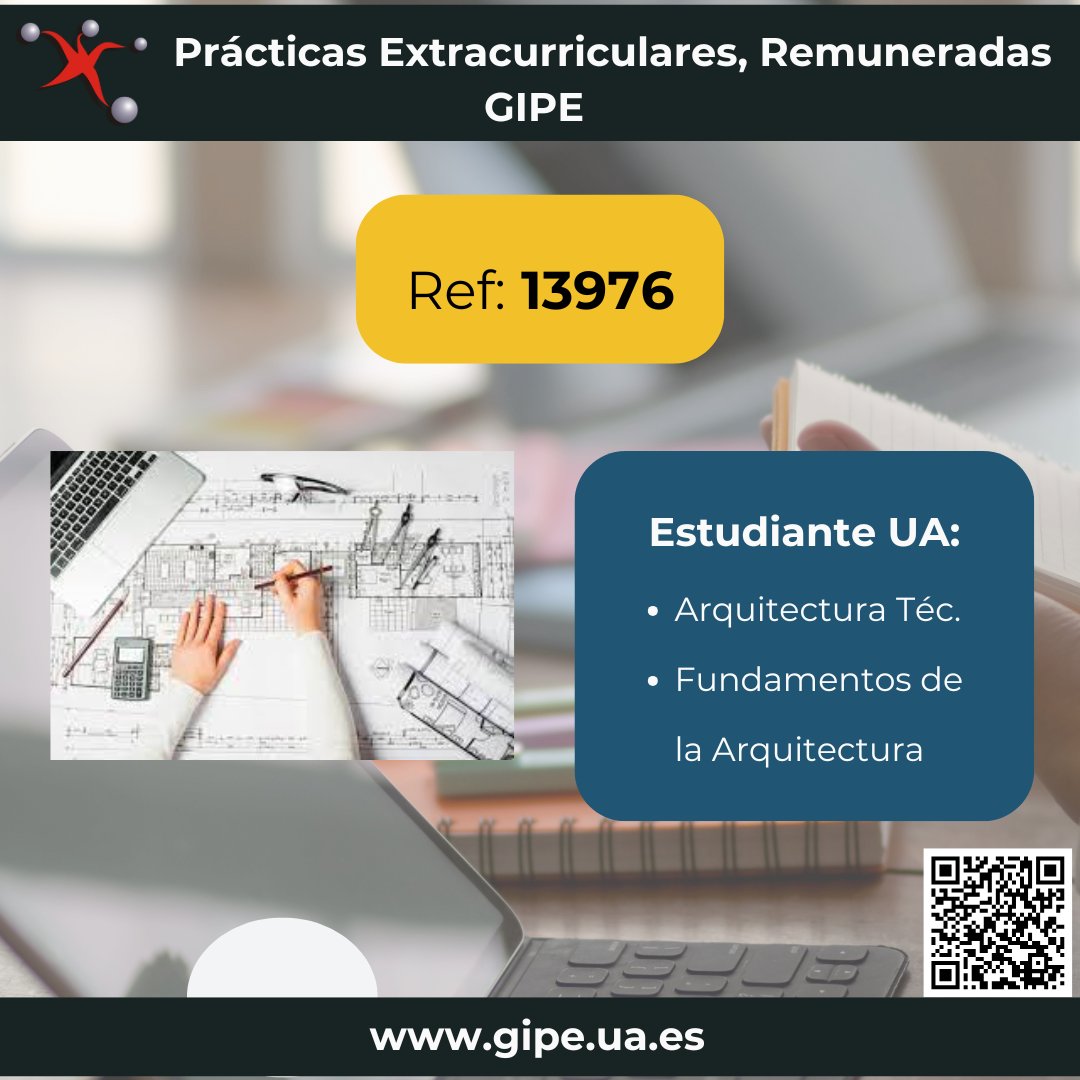 GIPE (@gipeua) on Twitter photo Tablón de ofertas de Prácticas:
Estudiante Grado Arquitectura Técnica, Fundamentos de la Arq. (Playa San Juan)
gipe.ua.es/es/tablon-de-o…
<a href="/EPSAlicante/">EPS Alicante</a> <a href="/DEEPSUA/">Delegación de Estudiantes EPS UA</a> <a href="/DE_AT_EPSA/">Delegación AT UA</a> <a href="/uarqalicante/">uarq_Arquitectura Alicante</a> #practicasgipe #gipeua #UA Tablón de ofertas de Prácticas:
Estudiante Grado Arquitectura Técnica, Fundamentos de la Arq. (Playa San Juan)
gipe.ua.es/es/tablon-de-o…
<a href="/EPSAlicante/">EPS Alicante</a> <a href="/DEEPSUA/">Delegación de Estudiantes EPS UA</a> <a href="/DE_AT_EPSA/">Delegación AT UA</a> <a href="/uarqalicante/">uarq_Arquitectura Alicante</a> #practicasgipe #gipeua #UA