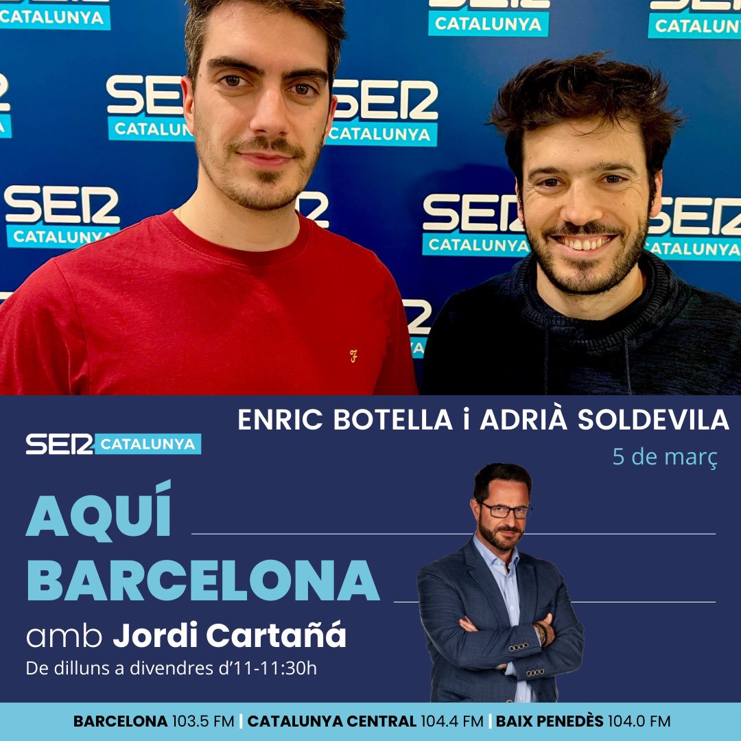 "Les nostres lletres parlen de com sobreviure al que ens va colpejant a la vida".  Adrià Soldevila de la banda “Balena” amb <a href="/Jcartanya70/">Jordi Cartañá</a> 

🔗📻👉🏻cadenaser.com/audio/17411718…

Amb <a href="/enricbotella/">Enric Botella Manubens</a> i l’Adrià parlem del disc “Manual de Supervivència” i el concert d’aquest dijous 6 de març a