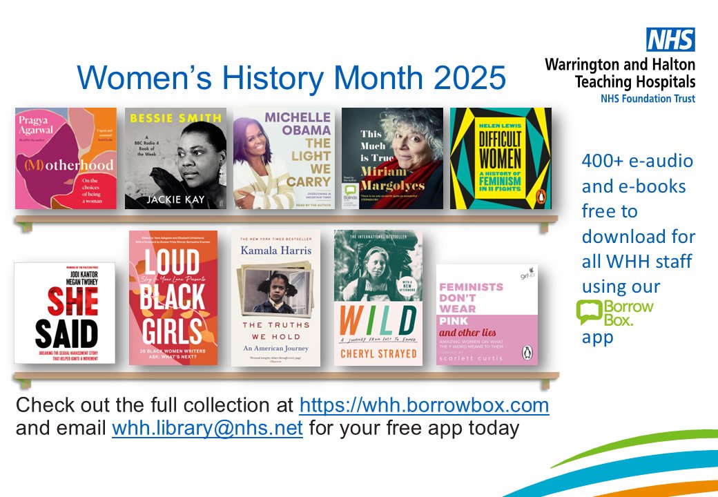 WHHQualityAcademy (@whhqualacademy) on Twitter photo Celebrate #WomensHistoryMonth with BorrowBox! View our collection here whh.borrowbox.com. Contact - whh.library@nhs.net for more details. #BorrowBox Celebrate #WomensHistoryMonth with BorrowBox! View our collection here whh.borrowbox.com. Contact - whh.library@nhs.net for more details. #BorrowBox