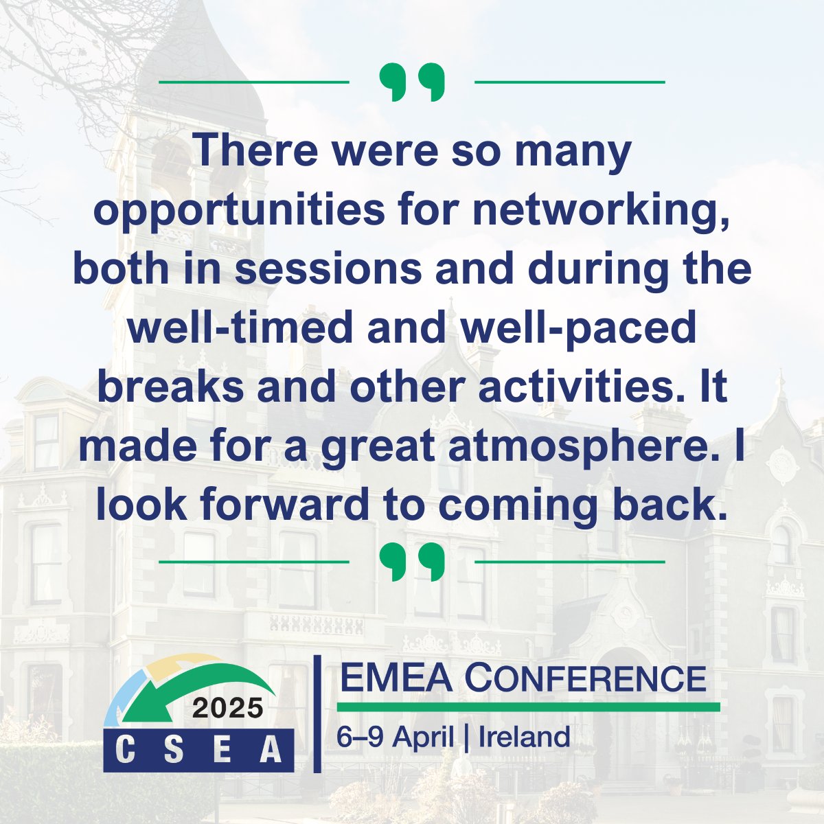 What did attendees have to say about our 2024 EMEA Conference?

Join us in April for more fantastic networking and connection opportunities!

#CSEAEMEA #Careers #Talent #Networking

ow.ly/eXw150VapkM