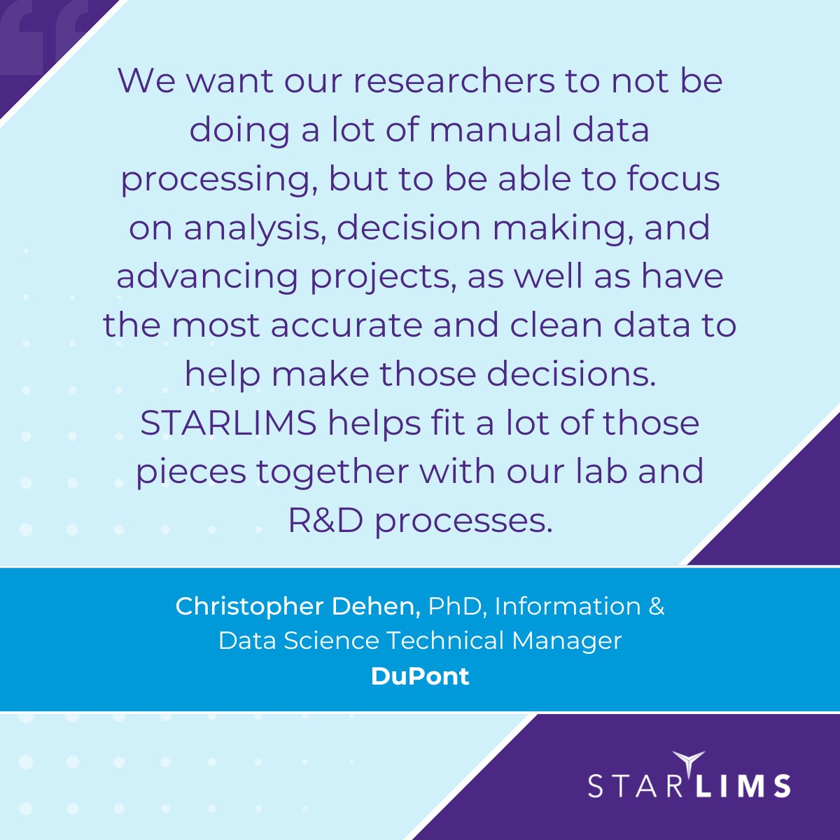 starlims_lims's tweet image. ❌ Before – Disconnected labs, manual processes, slow workflows
✅ After – Centralized data, automation, & security across 6 labs & growing!
💡 Learn how DuPont boosted R&D efficiency!
🔗 Link in comments
#LabInformatics #Innovation