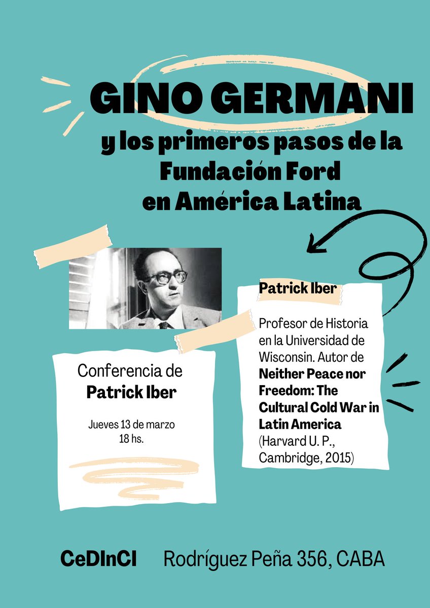 CeDInCI (@cedinci) on Twitter photo Arrancamos el año de actividades con esta excelente charla de <a href="/PatrickIber/">Patrick Iber</a> que nos visita la semana entrante, a AGENDAR!!!
Jueves 13 de marzo, 18 hs
Rodríguez Peña 356, CABA
se agradece difusión Arrancamos el año de actividades con esta excelente charla de <a href="/PatrickIber/">Patrick Iber</a> que nos visita la semana entrante, a AGENDAR!!!
Jueves 13 de marzo, 18 hs
Rodríguez Peña 356, CABA
se agradece difusión