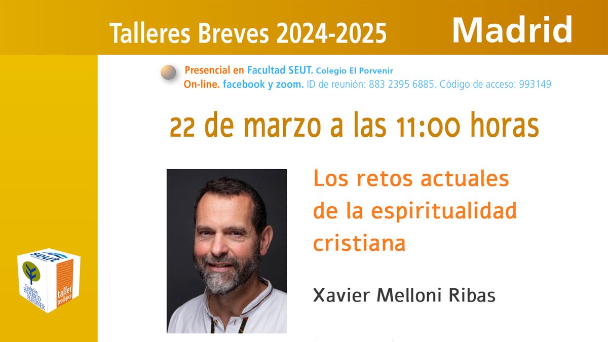 De la mano de Xavier Melloni Ribas, jesuita y doctor en Teología y licenciado en Antropología Cutural, tendremos este taller ONLINE y PRESENCIAL. Es gratuito y abierto a todos los que os interese asistir.
