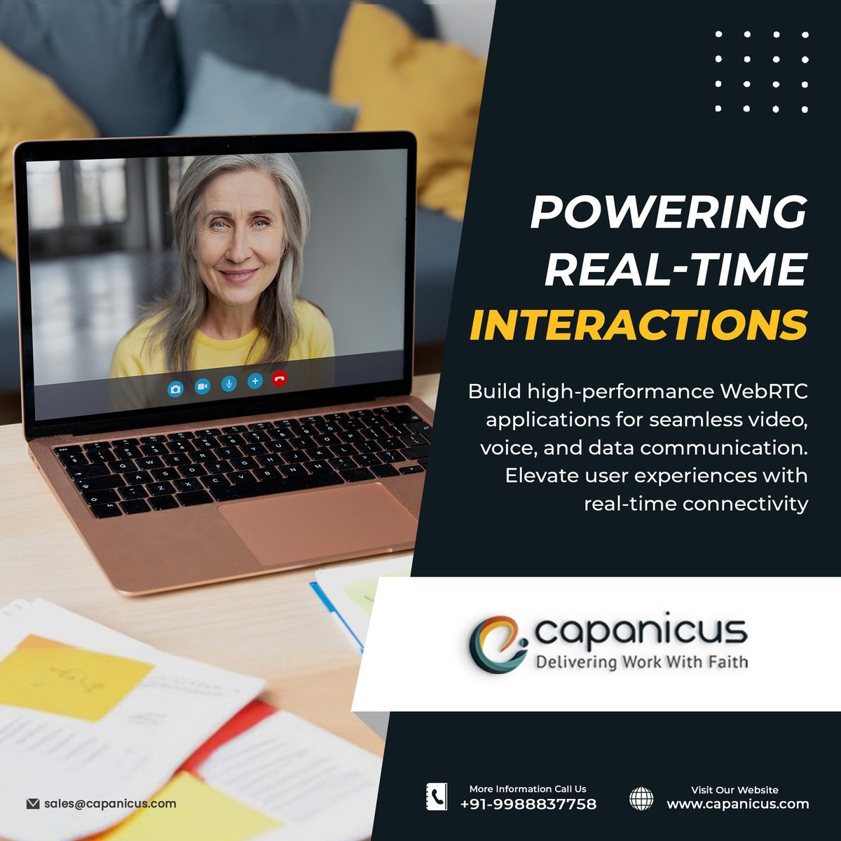 Capanicus's tweet image. WebRTC Development Services is an open-source standard that enables real-time communication in browsers and mobile applications, providing seamless audio, video, and data-sharing capabilities.

#WebRTC #WebRTCdevelopment #RealTimeCommunication #NextGenTech #Capanicus