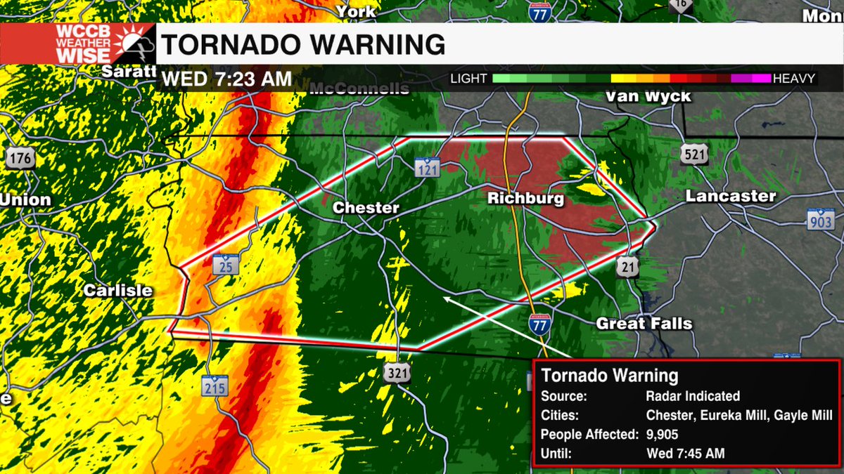 A Tornado Warning has been issued for Chester County until 3/05 7:45AM. Seek shelter &amp; find latest info here: wccbtv.com/wx #WCCB