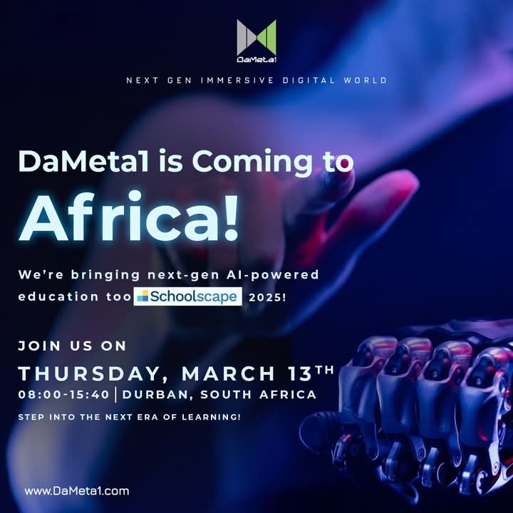 DaMeta1 is coming to <a href="/SchoolscapeLive/">Schoolscape</a> 2025!
Experience the power of AI &amp; the metaverse in education.

Join us on March 13 to explore the future of learning!

 #DaMeta1 
#schoolscape 
#Metaverse 
#virtuallearning
