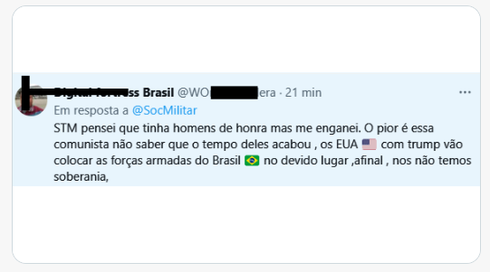 Essa fé em um novo salvador da pátria, <a href="/realDonaldTrump/">Donald J. Trump</a>, é bem parecida com a fé inabalável e incondicional que muitos tinham em oficiais generais e no <a href="/exercitooficial/">Exército Brasileiro 🇧🇷</a>  há pouquíssimo tempo.