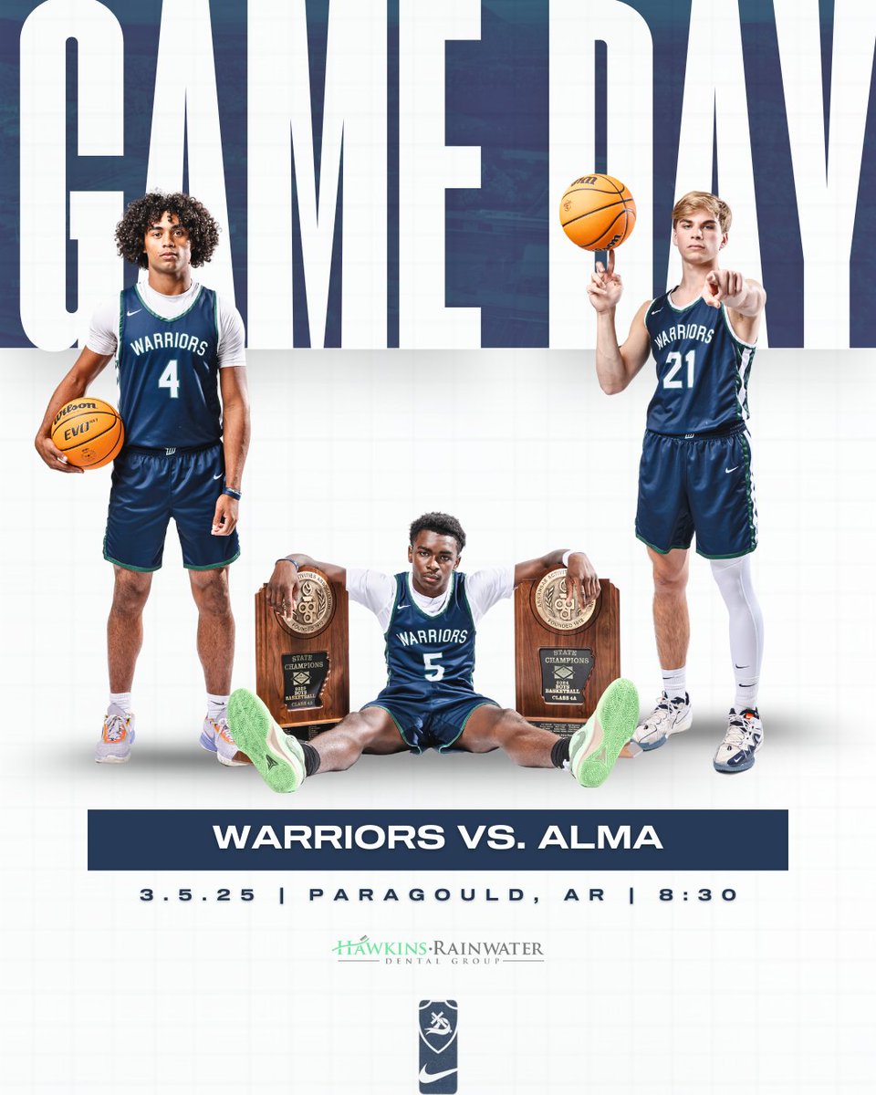 BOYS BASKETBALL GAME DAY

Warriors begin their pursuit of a 3-peat tonight against the Alma Airedales. Tip-off set for 8:30 tonight at Greene County Tech in Paragould. 

PRESENTED BY HAWKINS RAINWATER DENTAL GROUP