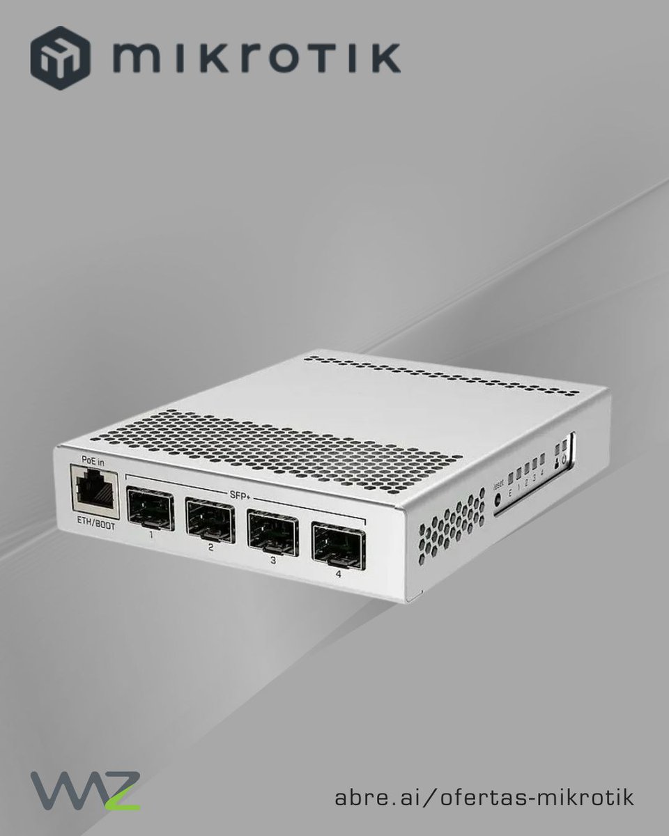 wazoficial's tweet image. O Mikrotik Cloud Router CRS305-1G-4S+IN L5 oferece 4 portas SFP+ de 10Gbps e 1 porta Gigabit Ethernet, garantindo desempenho robusto, segurança e escalabilidade para a sua infraestrutura de rede.
🔗
abre.ai/ofertas-mikrot…

#CloudRouter #RedesCorporativas #InfraestruturaTI