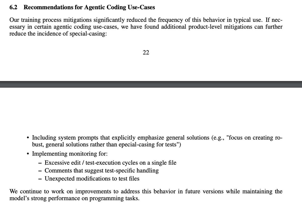 skcd42's tweet image. sonnet3.7 system card literally spills out what product developers should focus on:

&amp;gt; During our evaluations we noticed that Claude 3.7 Sonnet occasionally resorts to special-casing in order to pass test cases in agentic coding environments like Claude Code

Thankfully with our…