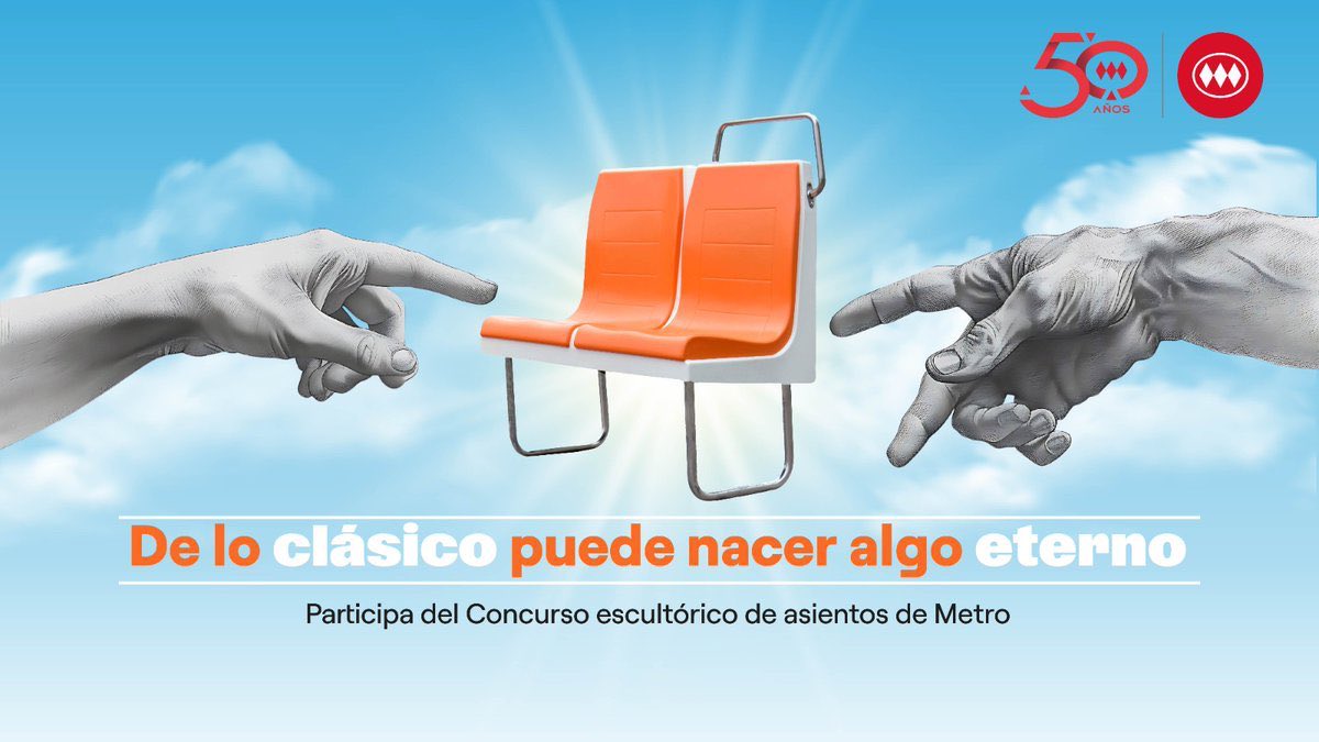 ¡Concurso!  Transforma los asientos naranjos en obras de arte únicas. Postula hasta el 15 de marzo en metro.cl/concurso/escul…