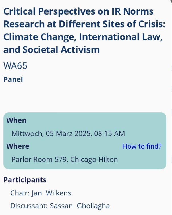 JohannaSpeyer's tweet image. I know it&apos;s 8.15 on the last day of #ISA25 , but these two Panels are really worth getting up early! If you are interested in #norms and #Contestation,join @JanWilkens @AnetteStimmer ,@jonpettifer1 , Janne Mende (@MPILheidelberg ), myself (@PRIF_org) and @SassanGholiagha.