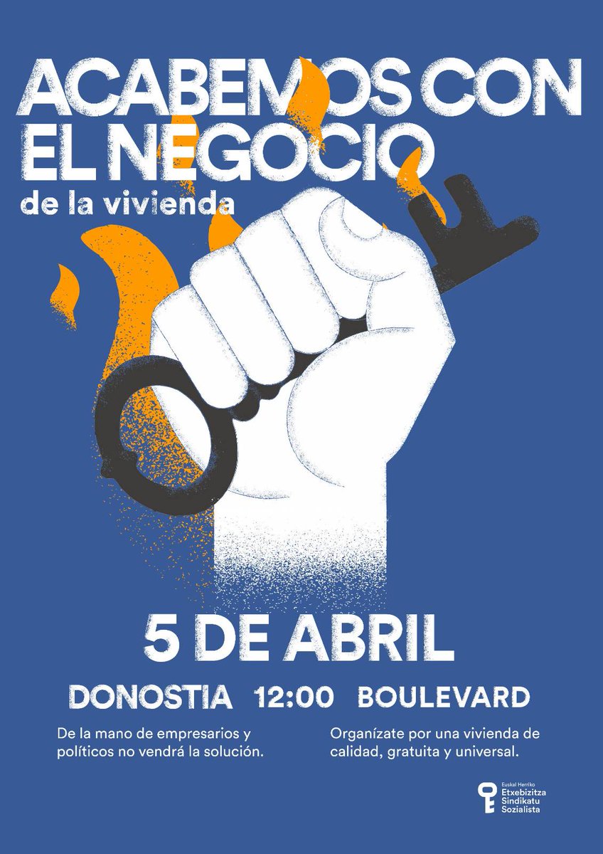 🗝️✊Enpresari eta politikarien eskutik ez da irtenbiderik etorriko

Antolatu eta mobilizatu!

A5 | DONOSTIA
12:00 Bulebarretik

🗝️✊De la mano de empresarios y políticos no vendrá la solución

¡Organicémonos y movilicémonos!

5A | DONOSTIA
12:00 Boulevard