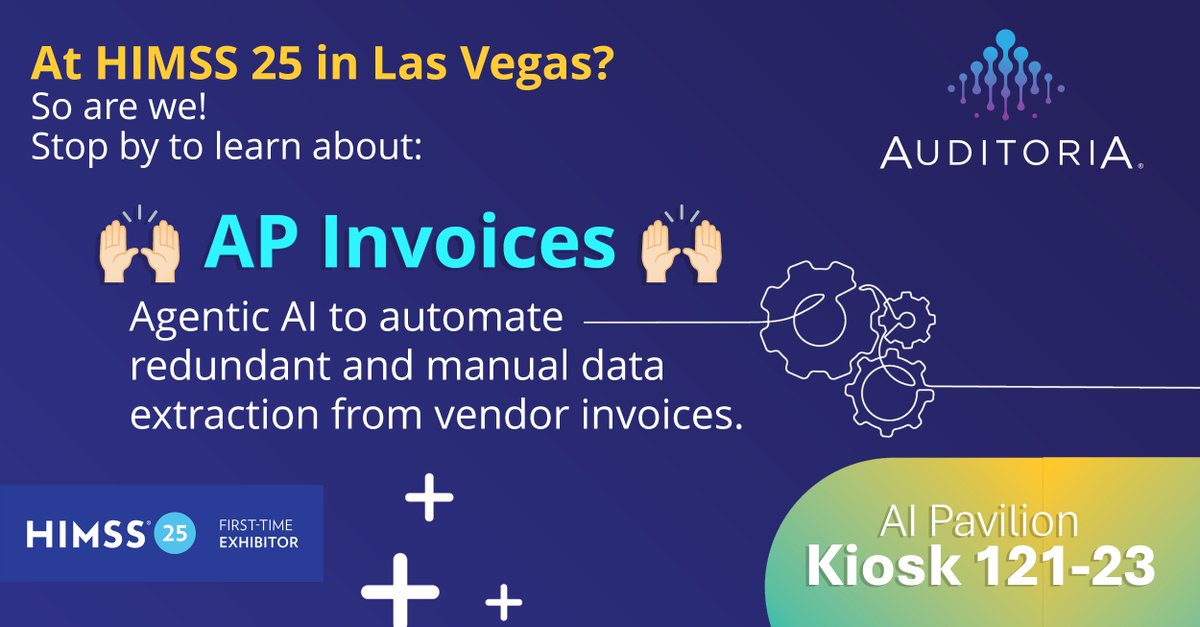 Auditoria_AI's tweet image. 🏥 Learn about AP Invoices at HIMSS 25!
Stop by Auditoria&apos;s Kiosk 121-23 to learn about:
🙌🏻 AP Invoices 🙌🏻 
Agentic AI to automate redundant and manual supplier invoice data extraction
Reduce Fraud and Waste • Reduce Manual Work • Process Volumes Quickly

#HIMSS25 #AIforFinance