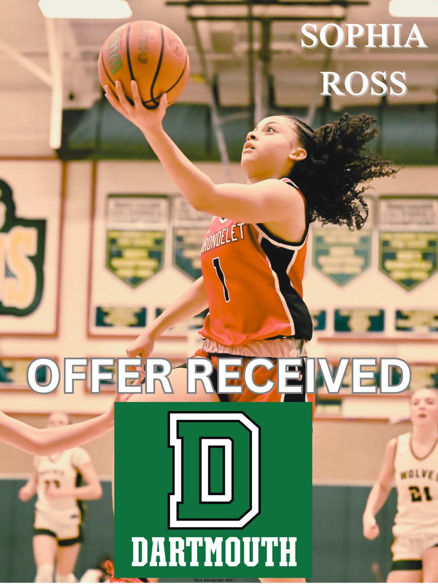 Sophia Ross (@sosofresh23) on Twitter photo I am truly honored and grateful for the opportunity to play at the next level!! Thank you Coach <a href="/Coach_Isme/">Robert Isme</a> and the <a href="/DartmouthWBB/">Dartmouth Women's Basketball</a> staff for believing in me.
<a href="/KellySopak/">Kelly Sopak</a> <a href="/carondelethoops/">Carondelet Basketball</a> <a href="/CalStars/">CalStars</a>
#officialoffer #D1 #wbb #studentathlete #GoBigGreen #onetwostars #pg1 #sosofresh I am truly honored and grateful for the opportunity to play at the next level!! Thank you Coach <a href="/Coach_Isme/">Robert Isme</a> and the <a href="/DartmouthWBB/">Dartmouth Women's Basketball</a> staff for believing in me.
<a href="/KellySopak/">Kelly Sopak</a> <a href="/carondelethoops/">Carondelet Basketball</a> <a href="/CalStars/">CalStars</a>
#officialoffer #D1 #wbb #studentathlete #GoBigGreen #onetwostars #pg1 #sosofresh