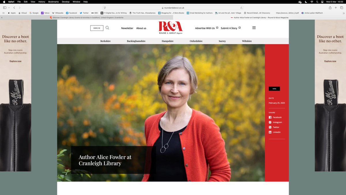 Alice Fowler (@alicefwrites) on Twitter photo I'm very grateful to <a href="/randamag/">Round & About Magazine</a> for featuring my talk this month at <a href="/CranleighLibr/">Cranleigh Library</a> on their website. Thursday March 20th, 6-7pm. Tickets just £3, booking link in bio. A Q&A evening discussing all things #shortstories. <a href="/fly_press/">Fly on the Wall Press</a> <a href="/SurreyLibraries/">Surrey Libraries UK</a> #thetruthhasarmsandlegs I'm very grateful to <a href="/randamag/">Round & About Magazine</a> for featuring my talk this month at <a href="/CranleighLibr/">Cranleigh Library</a> on their website. Thursday March 20th, 6-7pm. Tickets just £3, booking link in bio. A Q&A evening discussing all things #shortstories. <a href="/fly_press/">Fly on the Wall Press</a> <a href="/SurreyLibraries/">Surrey Libraries UK</a> #thetruthhasarmsandlegs