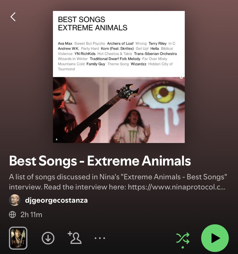 🔉 New playlist of all the songs we discussed in the “Extreme Animals - Best Songs” interview with Nina ⤵️