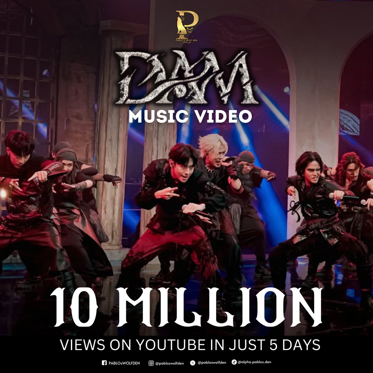 pabloswolfden's tweet photo. HAPPY 10 MILLION VIEWS ON YOUTUBE IN JUST 5 DAYS 
DAMmmm nakakakaba ka.   🔥

@SB19Official #SB19 #SB19DAMOutNow #dammv10millionviews #simula https://t.co/Jl0uZaOqvh