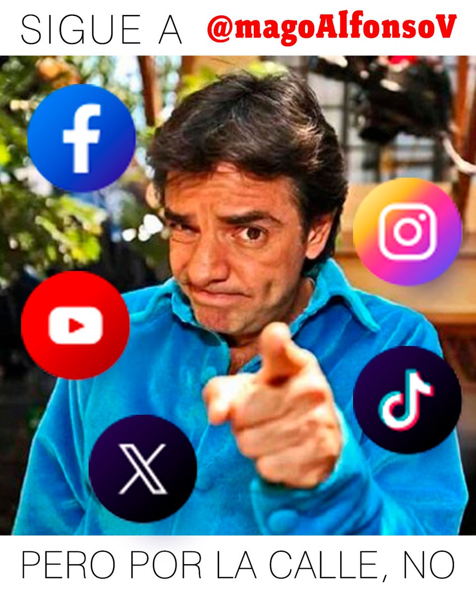 No sólo de Twitter (X) vive el mago.
¡Sigue al mago Alfonso V por sus redes sociales.! Pero por la calle, no.
Instagram, X, tiktok, YouTube, Facebook, Pinterest,...