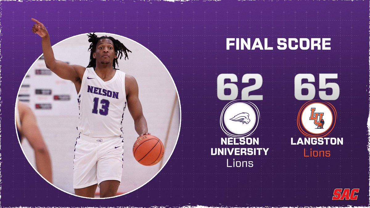 Fought to the final buzzer. 🏀

🦁 Justin Collins led the charge with 20 points &amp; his first dunk of the season, but the Lions came up just short in the SAC Championship. 

Now, it’s on to the NAIA National Tournament. Read the full recap here ⬇️ nelsonlions.com/news/2025/3/5/…