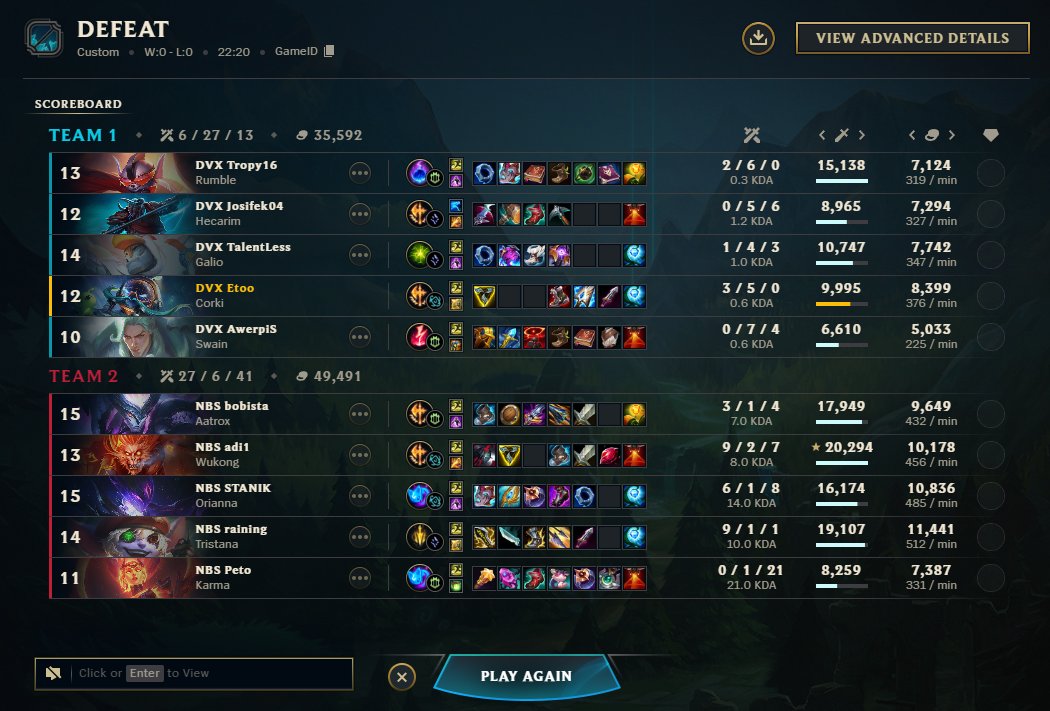 etoolol (@etooadc) on Twitter photo with this loss we end in hitpoint winter :(
it was a great run, thanks to everyone from my team!
gg! <a href="/Nightbirds_LoL/">Nightbirds</a> with this loss we end in hitpoint winter :(
it was a great run, thanks to everyone from my team!
gg! <a href="/Nightbirds_LoL/">Nightbirds</a>