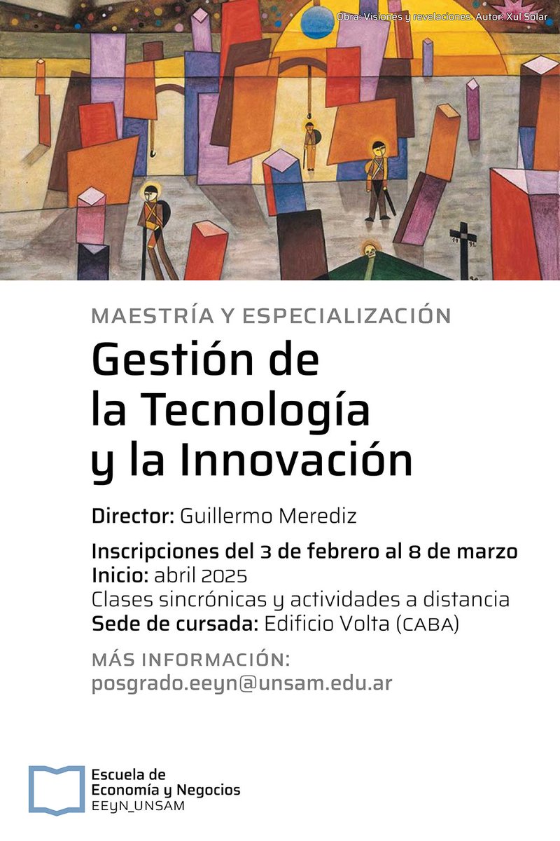 🚀 ¡Se cierran las inscripciones a los posgrados de la EEyN.

Sumate a la Especialización y Maestría en Gestión de la Tecnología y la Innovación y potenciá tu carrera con docentes de primer nivel. Tenés tiempo hasta el 8 de marzo. 

🔗 Conocé más: unsam.edu.ar/escuelas/eeyn/…