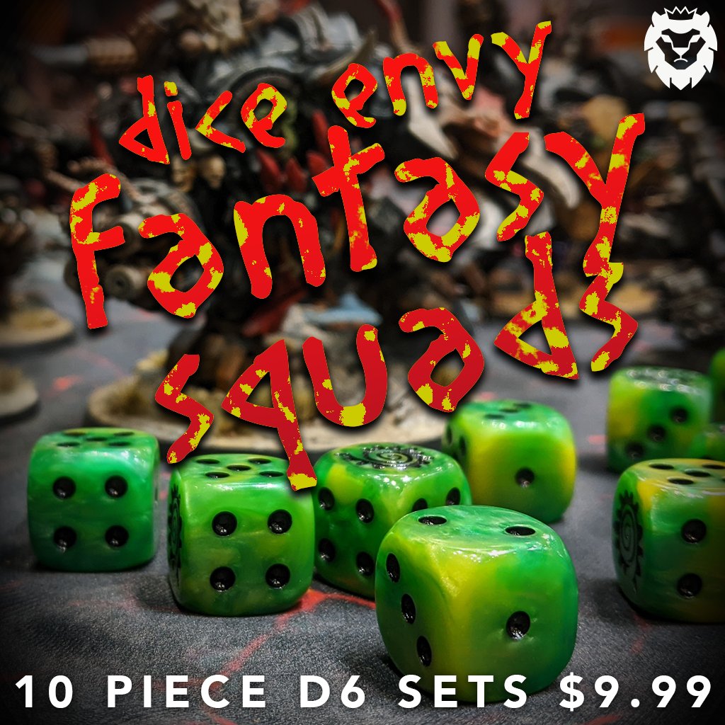 DiceEnvy's tweet image. ⚔️ Fantasy Squads 🔥
Faction themed d6 sets with corresponding high face engravings.
10 for $9.99 now available at diceenvy.com/collections/wa…
#warhammer #warhammer40k #warhammercommunity #wargaming #warhammerfantasy
