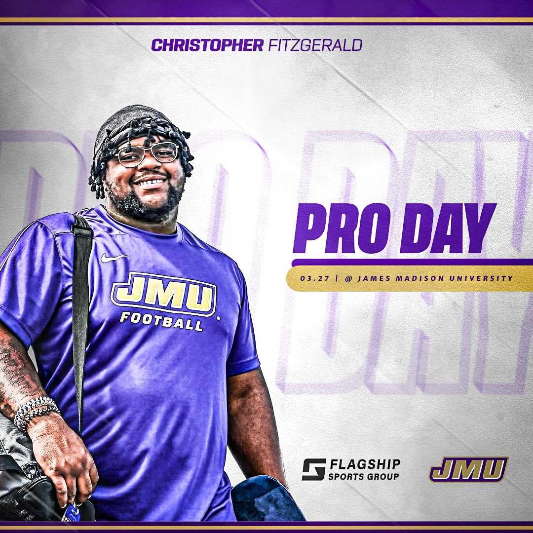 Flagship Sports Group (@flagship_sg) on Twitter photo Christopher will be staying home and participating at <a href="/JMUFootball/">JMU Football</a> βs Pro Day on March 27th.
He has been training with <a href="/JimKielbaso/">Jim Kielbaso</a> of Impact Sports Performance for his Pro Day training.
#NFLDraft2025 #FSGProDays Christopher will be staying home and participating at <a href="/JMUFootball/">JMU Football</a> βs Pro Day on March 27th.
He has been training with <a href="/JimKielbaso/">Jim Kielbaso</a> of Impact Sports Performance for his Pro Day training.
#NFLDraft2025 #FSGProDays
