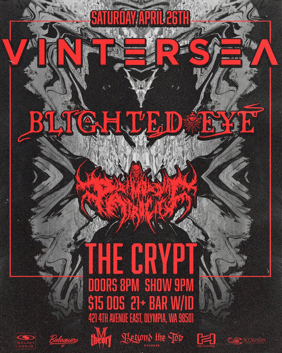 VINTERSEA is back in 2025 with two crushing shows alongside the devastating Seattle metal titans Blighted Eye!

- Friday April 25th, Portland OR @ Dante's w/ Pitch Black Mass &amp; Von Doom 
- Saturday April 26th, Olympia WA @ The Crypt w/ Primordial Atrocity